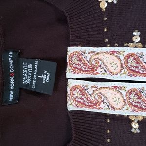 New York and Company embellished cardigan sweater 3/4 sleeves